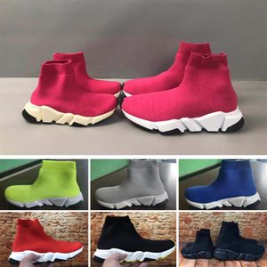 Wholesale red children shoes breathable resale online - Designer Kids Sneakers Red Triple Black Fashion baby girl Flat Breathable Sock Boots Casual Shoes Children Shoe Trainer Runners HH300b