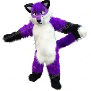 Christmas purple husky Fox Dog Mascot Costumes High quality Cartoon Character Outfit Suit Halloween Outdoor Theme Party Adults Unisex Dress