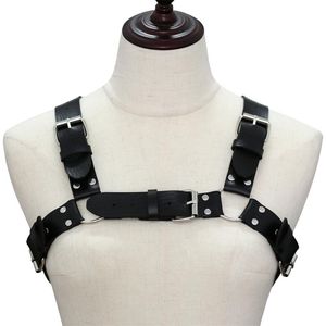 Kvinnor Män sexig punk bröstsele justerbar bur metall kroppskedja pu läder choker uttalande halsband party klubbkläder 220712