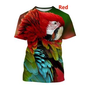 Męskie koszulki Summer Men Casual 3D wydrukowane papugi T-shirt ptak T Shirt Flower Teesmen's