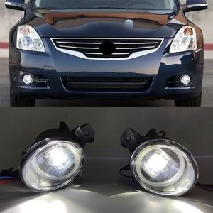 1つのセット日産プライマーラWP12 P12 2002-2015 CAR LEDランプフォグライトエンジェルアイタイムランニングライトDRLホワイト12V