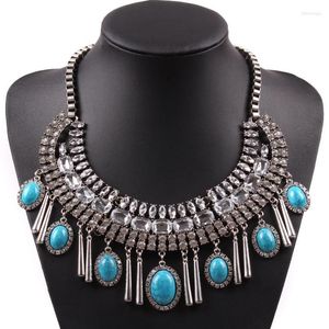 Design smycken mode legering metall kristall halsband rhinestone stenhänge chunky uttalande för kvinnor halsband