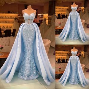 Céu azul sereia vestido de baile 3d apliques florais sem alças contas vestidos de noite festa de aniversário ocasião especial Gowns212y