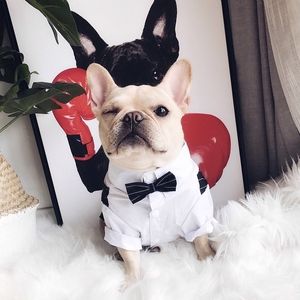 Dog Wedding Clothes Suit Tuxedo For S Costume Bow Tie Pets Clothing S Pug French Bulldog Cat Pet Supplies Y200330
