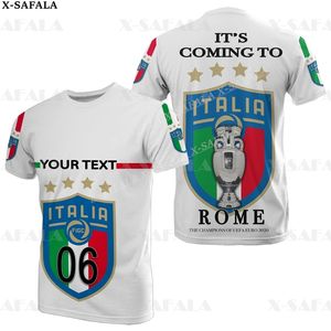 イタリアのカスタムネームとナンバーファンサッカーフットボール3Dプリント高品質のTシャツ夏の首の男性女性カジュアルトップ2 220619