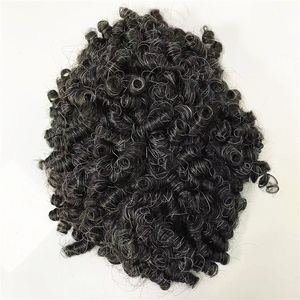 15mm Curl 100 Indian Hish Human Remy Remy Hair Basied Base Base #1B20 PARE BASE للرجال السود في أمريكا السريعة السريعة