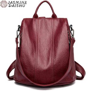 Backpack Style Bagwomen Impermeável Anti -roubo de couro 2022 Bolsa de ombro Multifuncional de grande capacidade Mochila 220723