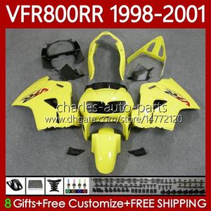 Carrozzeria per HONDA Interceptor VFR800R VFR 800RR 800 CC RR 98-01 Corpi 128No.16 VFR800RR 800CC VFR800 98 99 00 01 Giallo chiaro VFR-800 RR 1998 1999 2000 2001 Kit carenatura