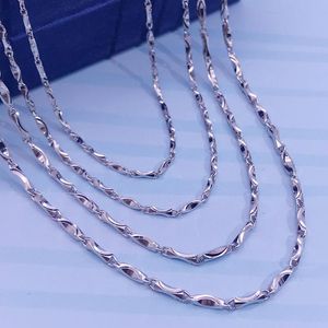 Kedjor Pure Solid Platinum 950 Chain Women Gift Bredd 1mm Ingot Bead Link Necklace 39cm till 60cmchains