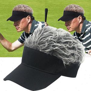 Wig Golf Ball Cap z wzbogaconymi włosami kapeluszowe peruki mężczyzn kobiet dorywczo śmieszne słońce regulowany sun visor