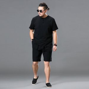 Men's Tracksuits Retro Buckle Two Pieces Chinese Style Summer Linen Short Sleeve Men's Laid-Back Cotton LinenTT-shirtvCollar Trendy Suit