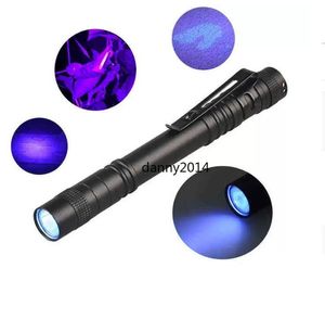 Mini lampada tascabile Led 365/395 Torcia UV Torcia a forma di penna ultravioletta Torcia leggera Batteria AA per rilevamento marcatore
