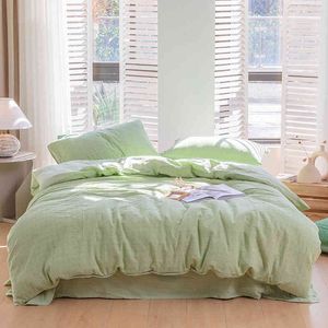 New Double-layer Yarn Pure Cotton Spring and Autumn Four Piece Set All Encrypted Gauze Breathable Small Fresh Bedding Kit