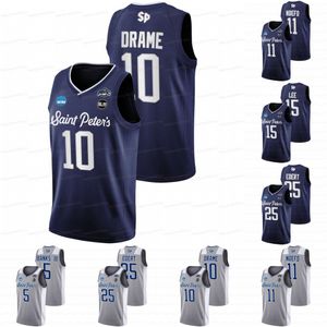 Özel Saint Peter's Peas Sweet 2022 NCAA March Madness Jersey Fousseyni Drame Daryl Banks III Matthew Lee KC Ndefo Doug Edert