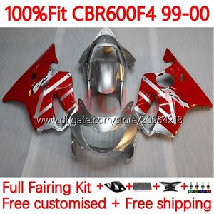 Honda CBR 600 F4 F4 CBR 600 CBR için Enjeksiyon Kalıp Gövdesi 1999-2000 gövdeli 136no.80% 100 Fit CBR600F4 CBR600 F4 99 00 CBR600FS 1999 2000 OEM Kaplama Kiti Kırmızı Gümüş