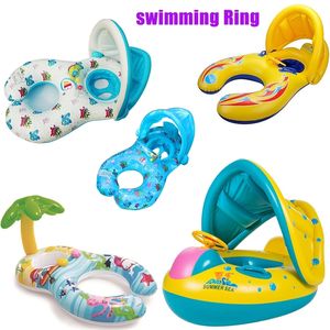 Baby Swimming Pool Float Infant Inflatable Floating Ring Kids Accessories Sunshade Baby And Mother Swim Trainer Toy Kids 16Y 220618