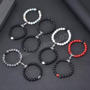Braccialetti magnetici in pietra naturale per gioielli di moda per coppie Bracciale unisex con perline yoga da 8 mm