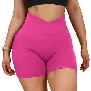 LU-23 Kadın Şortları Çapraz Bel Cep Fitness Spor Chrysantemum iç çamaşırı sporu kıyafetleri süper yüksek bel koşu kalça kaldırma yoga pantolon