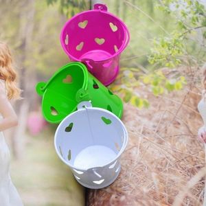 Gift Wrap Colorful Heart Hollow Tin Pails Mini Bucket Wedding Candy Box Chocolate Favors Birthday BoxesGift