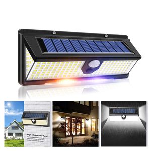 190 LED Solar Lights Outdoor Solar Lamp with PIR Motion Sensor Alert Flashing Waterproof Warning Light for Courtyard Garden Yard