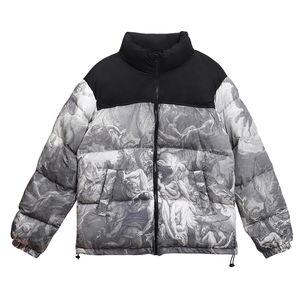 Anziehbarer Hip Hop Down Parka Jackets Männer Harajuku gepolsterte Jacke Streetwear Vintage Retro Malerei Printjacke Winter Outwear 201127