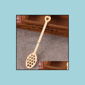 Wood Honey Dipper Stick Cute Heart Shape Server Stirrer Long Handled Spoons Mixing Bar Kitchen Gadgets Drop Delivery 2021 Flatware Kitchen