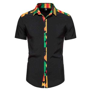 Czarna koszula dashiki mężczyzn afrykańskie odzież 2022 marka afrykański nadruk męski sukienki koszule Hip Hop Streetwear Casual Shirt Men Chemise L220704