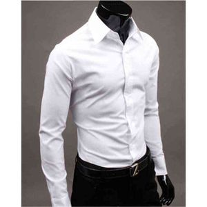 20 Colors Cotton Shirts Men Business Office Man Dress Shirts Long Sleeve Gentlemen Streetwear Fashion High Quality Solid White G220511