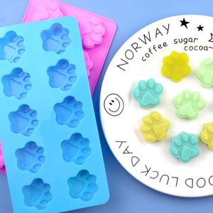 6/10 Cavidade Puppy Pegada Footprint Grade Alody Silicone Mold Nonce Cubo de gelo molde Jelly Biscoits Biscoits Chocolate Cupcake Baking Ferramentas MJ0410