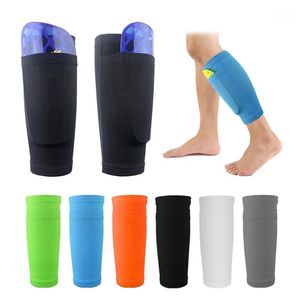 1Pair fotbollsskyddande strumpor med ficka för fotbollsskivor benmuffar som stödjer vuxen support socka