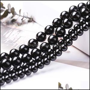 Agate Loose Beads Jewelry Factory Price Natural Black Onyx Round Nice Quality 16" Per Strand 6 8 10 12 Mm Pick Size For Dyi Making Drop Deli