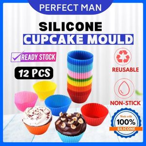 Moldes De Cupcake De Silicone venda por atacado-12pcs Silicone Cupcake Mold Silicone Bakak