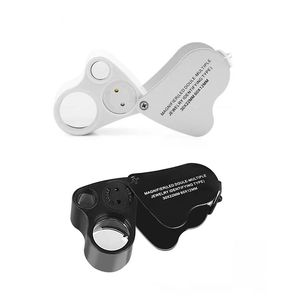 30x 60x led Jewelers Eye Loupe المجوهرات المجوهرات مكبهر إضاءة مضاءة لصخور المجوهرات طوابع العملات الساعات التحف العدسات المزدوجة العدسة الخفيفة 9889