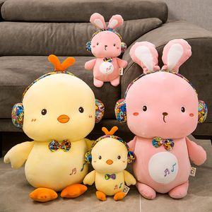 2022 ANIMAIS ANIMOS PRACTH PLUSH NOVO ALIMENTO ALENTE 25cm fofo Internet Celebridade Ear fone de ouvido Rabbit Plush Plush Toy