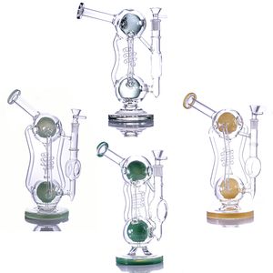 Hookahs 9.7inches Recyclers Dab Rig 5styles Thick Glass Bong Showerhead Percolator 3-Arm Recycler Rigs Water Pipe With bowl 14mm Female