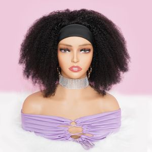 Headband Wig Human Hair Mongolian Afro Kinky Curly Brazilian Remy Hair Glueless Wigs For Black Women Full Machine Made 250 Denisty