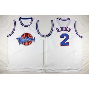 Nikivip Ship från US Daffy Duck #2 Tune Squad Space Jam Basketball Jersey Movie Men's All Stitched White Jerseys Size S-3XL Top Quality