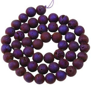 10MM Rainbow Round Druzy Agate Beads (8mm) Dursy Organic Gemstone Spherical Energy Stone Healing Power for Jewelry Bracelet Mala Necklace Making 1 Srands
