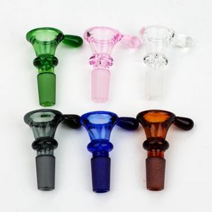 Colorful Smoking Handle 14MM 18MM Male Hookah Adapter Connector Interface Glass Bowl Container Waterpipe Tobacco Oil Rigs Vessel Holder Bong Down Stem Tool DHL