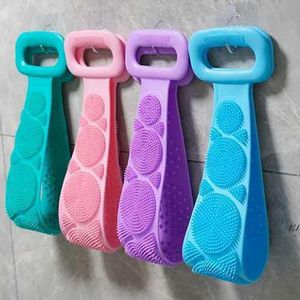 Home Magic Spazzole da bagno in silicone Asciugamani Sfregamento Schiena Fango Peeling Massaggio corpo Doccia Scrubber esteso Pelle pulita JLB15405