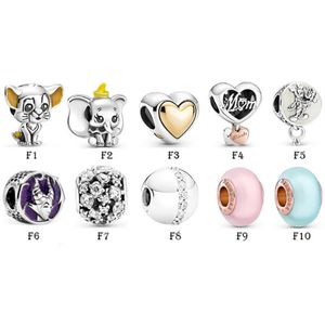NIEUW Sterling Silver Fit Pandora Charms armbanden Love Heart Elephant Mouse Cat Gold Charms for European Women Wedding Original2927