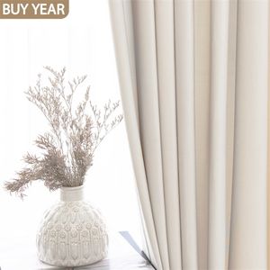 Nordic Curtains for Living Dining Room Bedroom Simple Light Luxury Milky White Bay Window Velvet Cloth Curtain French Window 220511