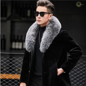 Men's Wool & Blends Mandylandy Autumn And Winter Warm Fashion Outdoor Woolen Slim Faux Fur Coat Jacket Luxury Collar OverCoat