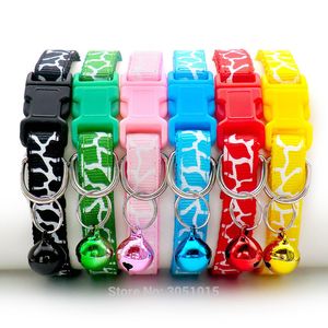 Wholesale 24Pcs Adjustable Pet Dog Collars With Stripes Bells Charm Necklace Collar For Little Dogs Cat Collars Pet Supplies 201030