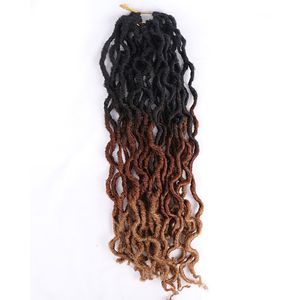 Gypsy Locs Crochet Hair Synthetic Hair Extension 18 Inches Ombre Goddess Locs Braids Hair Wavy Gypsy Faux Locs Hair