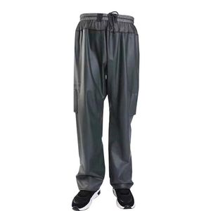 Calça masculina grama verde homem grossa calça de PVC solta afrouxar a água fácil de soltar a cintura elástica à prova de chuva