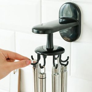 Hooks & Rails 360° Rotatable Kitchen Wall Hook Stretchable Mounted Rotating Coat Hanger Plastic Storage Rack HookHooks