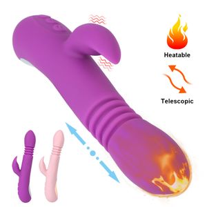 24 cm automatiska stretchvibratorer för kvinnor uppvärmda dildos klitoris vagina stimulator anal plug kvinnlig onanator sexiga leksaker erotiska
