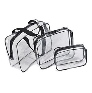 3PCS PVC Travel Transparent Cases Clothes Toiletries Storage Bag Box Luggage Towel Suitcase Pouch Zip Bra Cosmetics Organizer WLL1386