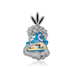 Hip Hop Iced Out Cartoon Kopf Anhänger Halskette Pave Kubikzircon Halskette Bling Schmuck Geschenk